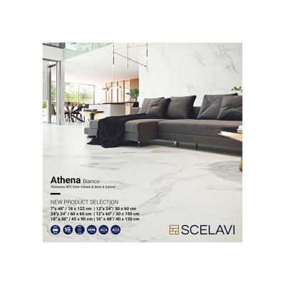 China Digital Printing 4.5/5/5.5mm Luxury Italian Marble Design Statuario Vinyl Flooring And Wall Panel White With UV Coating And Clicking System for sale