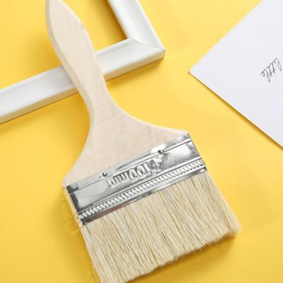 China Bristle Bristle Oil Brush White Flat Wooden Brush For Frying Oil for sale