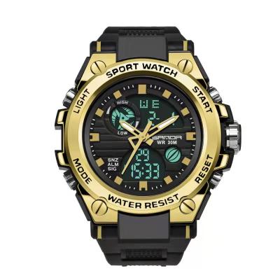 China New Fashion Alarm SBAO739 Counterattack Black Gold Sliver Green Color Women Blue Men Led Sport Digital Mobile Watch for sale