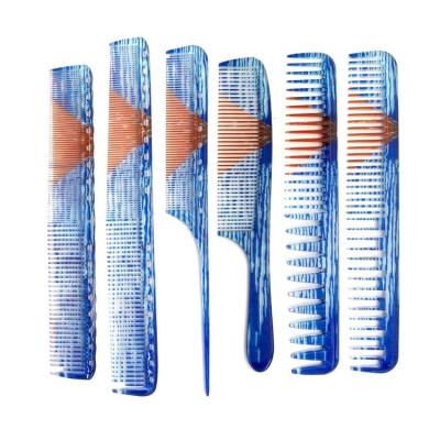 China Special Design Teasing Comb Static Heat Resistant General Styling Hairdressing Comb Grooming Anti Tooth Wide Hair Barber Comb 6 Packs for sale