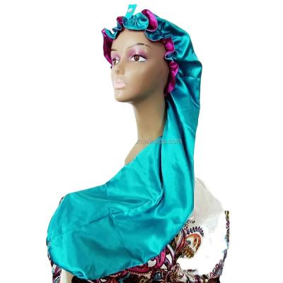 China Wholesale Eco-friendly Longest Slouch Satin Sleep Hat For Women Braids Double Layers Hairs Silk Hood for sale