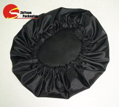 China Viable 100% Waterproof Black Shower Caps For Hair Salon Satin Hats For Hair Treatment Steaming for sale