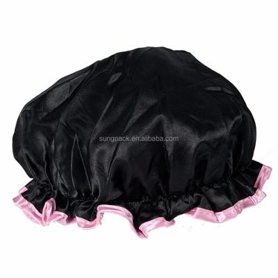 China Plus Size Designer Silk Sleeping Caps Elastic Bands Sleep Caps High Grade Satin Hair Hood Eco-friendly for sale