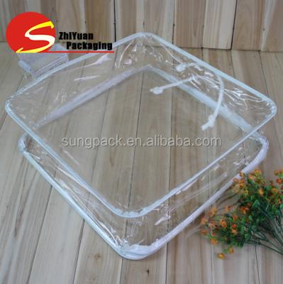 China Recyclable 0.10mm Clear PVC Bag For Bed Sheets Packing With Handle Carry Blanket Zipper Plastic Packaging Bag for sale