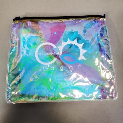 China Recyclable Hologram PVC Ziplock Bags For Women Cosmetic Bag Travel Makeup Pouch for sale