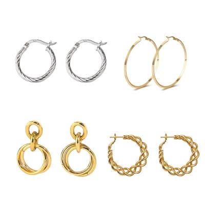 China Advanced Custom Jewelry Durable Thick O Shaped Earrings Extra Large Rhinestone Gold Plated 925 Silver Hoop Earrings For Women for sale