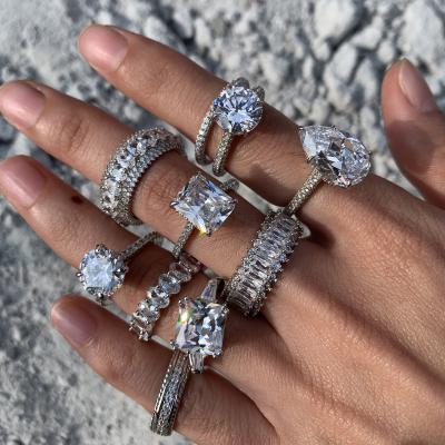 China FASHIONABLE Natural Diamond Jewelry Chunky Gold Plated Women's Engagement Sterling Silver Rings Set Wholesale China Real 925 Wedding Couple for sale