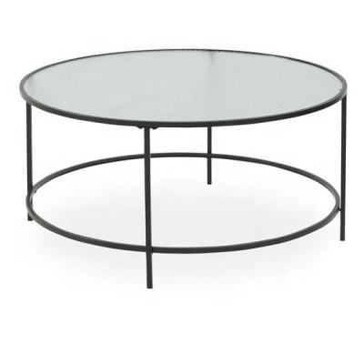 China Convertible Decorative Round Stable Tempered Glass Living Room Glass Coffee Table Sofa Table Golden Steel Frame for sale