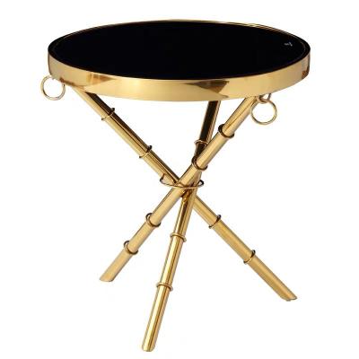 China Golden Minimalism Gold Frame Glossy Marble Stainless Steel Gold Frame Top Side Table for sale