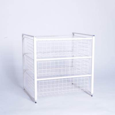 China Scandinavian Meticulously Made Brilliant Three Layer White Metal Storage Basket for sale