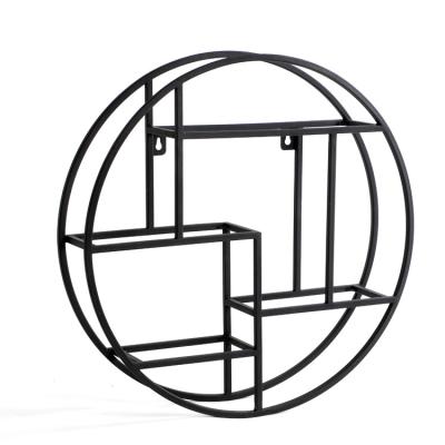 China Modern Real Functional Black Frame Quality Metal Circular Shelf for sale