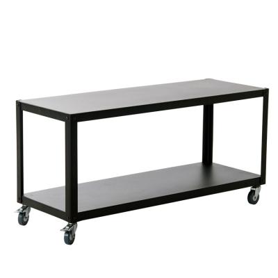 China Good quality mobile thick layer metal movable black shelf with wheels for sale