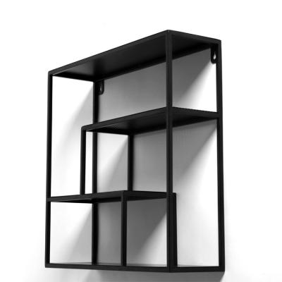 China First Class Quality Modern Metal Storage Wall Functional Black Shelf for sale