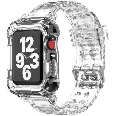 China Transparent Water Resistant TPU Case Sport Protective Buckle For Watch Band 44mm 40mm For Watch Series 6 5 4 3 38mm 42mm Strap Strap for sale