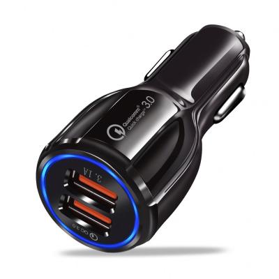 China USB Car Charger Ipad/Camera/PDA/MP3 Mobile Phone Travel Fast Charging Adapter/Palladium USB Dual Port Fast Power Bank Charger Adapter for sale