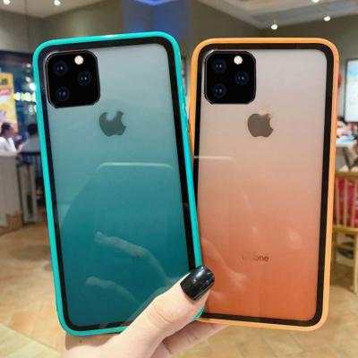 China Fanshion Simple Transparent Gradient Phone Case For Iphone 11 2019 Acrylic Glass Cover Case For Iphone 11 pro max for sale