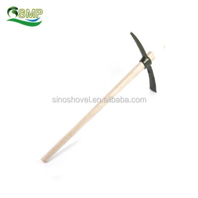 China Agriculture Garden Cultivating Pickaxe Pick Mattock With Wooden Handle for sale