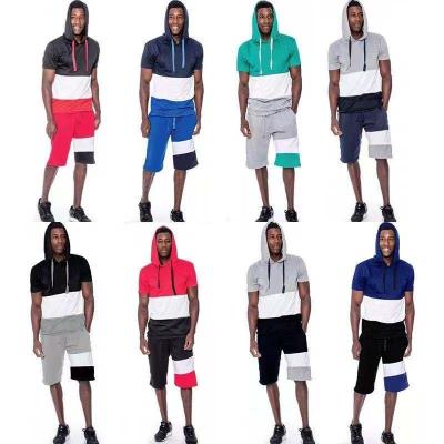 China Custom Logo Summer QUICK DRY 2 Piece Sportswear Hoodie and Shorts Set For Men's Running Cotton Hooded Short Sets for sale