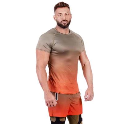 China Fashionable Men's Summer Breathable Sportswear Plus Size Gym Clothing Casual Short Sleeve Sports Short Sportswear for sale