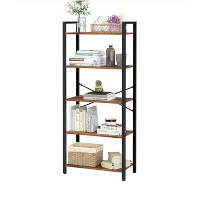 China Home Furniture Solid Decorative 5 Layer MDF Particle Metal Frame Frame Shelf Rack for sale