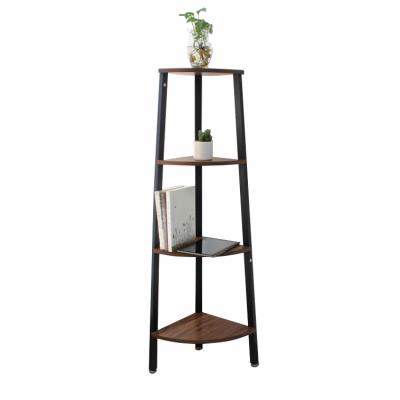 China Multifunctional 4 Layer Ladder Shelf Storage Form Universal Wooden Corner Bookcase for sale