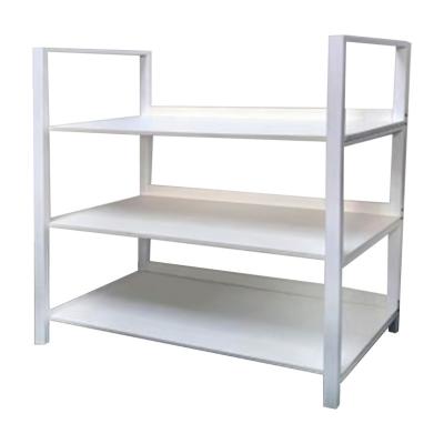 China (Others) 3-Tier Adjustable White Bookcase Display Showcase Wood And Metal Shelf For Living Room for sale