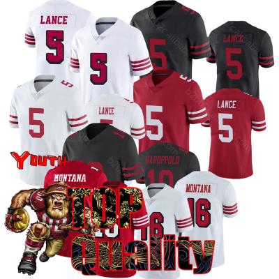 China Antibacterial Youth 5 Trey Lance 10 Jimmy Garoppolo 16 Joe Montana Kids American Football Jersey Stich S-5XL for sale