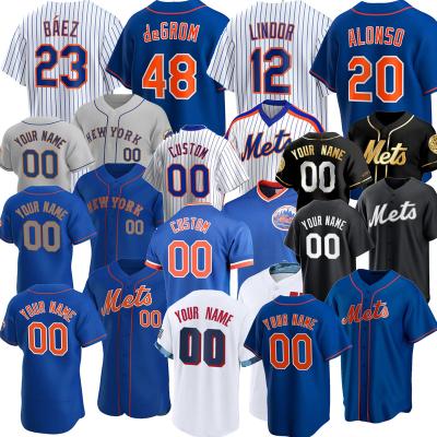 China New 2021 Custom Antibacterial Jacob deGrom Jersey of York Baseball Jerseys 12 Francisco Lindor 23 Javier Baez Mets 48 20 Pete Alonso S-5XL for sale