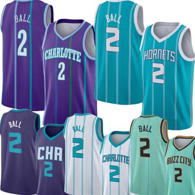 China 2021-2022 Lamelo Ball 2 City Hornets Jersey Antibacterial Wholesale Best Quality Stitched Basketball Jerseys for sale