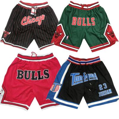 China Wholesale Antibacterial Men's Don Pocket Throwback Basketball Just Shorts Embroidery Mesh Sports Wear With Logo Polyester Hip Hop Taurus for sale