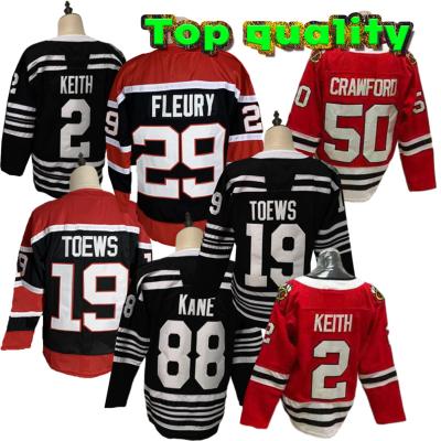 China Shirts & Men's Complete Chicago 19 Jonathan Toews 88 Patrick Kane 50 Corey Crawford 29 Marc-Andre Fleury Ice Hockey Jersey Stitched S-3XL for sale