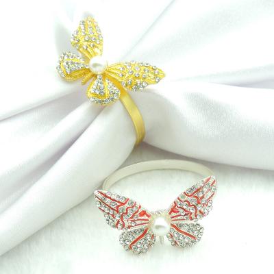 China Banquet Sustainable Top Wedding Gold And Silver Exquisite Metal Butterfly Napkin Ring for sale