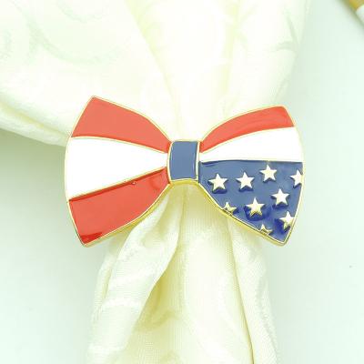 China Viable High End Exquisite Independence Day Table Commemorative Bowknot Napkin Ring Decorations for sale