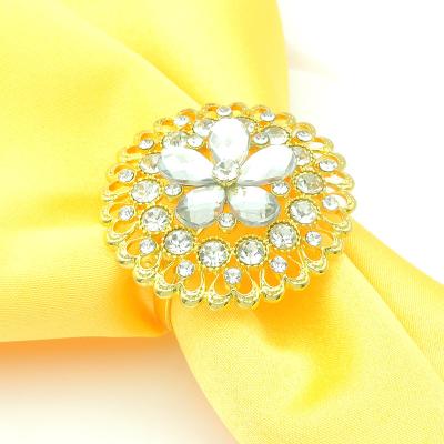 China Gold Metal Crystal Napkin Rings Wedding Sustainable Advanced Banquet And Silver Resin for sale