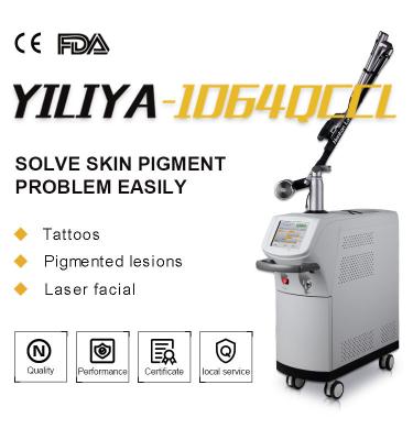 China Remoção longa homogênea superior da tatuagem do laser do ND YAG do pulso do interruptor 1064nm 532nm do EO q do feixe para a clínica à venda