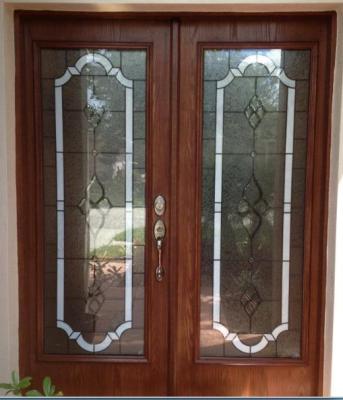 China Elegant design of beveled glass in wood door for sale