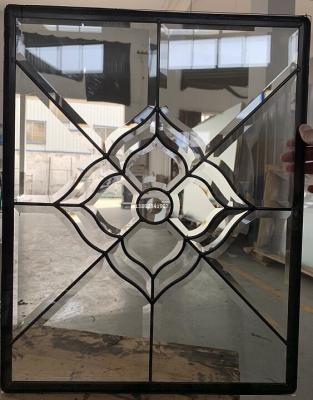 China Patina and brass came decorative glass for wooden door 25.4MM thickness for sale