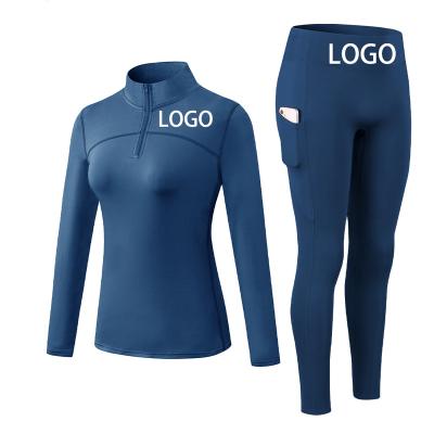 China Breathable Hot selling high quality outdoor workout legging sets print logo yoga jacket s-xxl fall winter women yoga set for sale