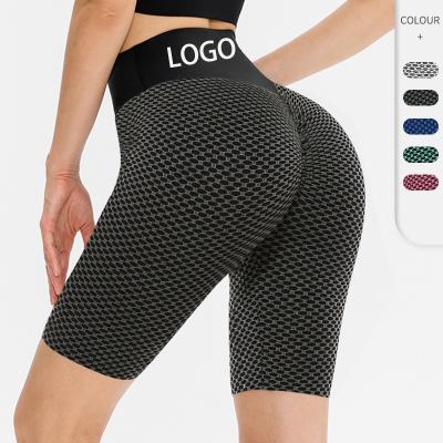 China Breathable Hot Selling Honeycomb Quick-Drying Sports Fitness Comfortable High Waisted Hot Yoga Shorts Tummy Control Yoga Shorts For Women for sale