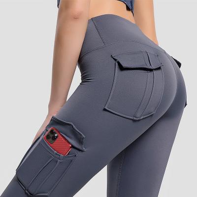 China Pocket Sports Daily Life Breathable High Elastic Bare Feeling Fold Over Yoga Work Pants Yoga Wear For Women for sale