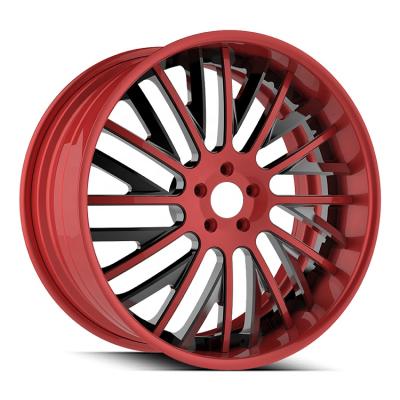 China Custom 6061 ALLOY Wheel T6 Forged 2 Piece Rims Custom Pcd In Red Color Polishing Wheels 18 To 24 Inch Rims For Race Car for sale