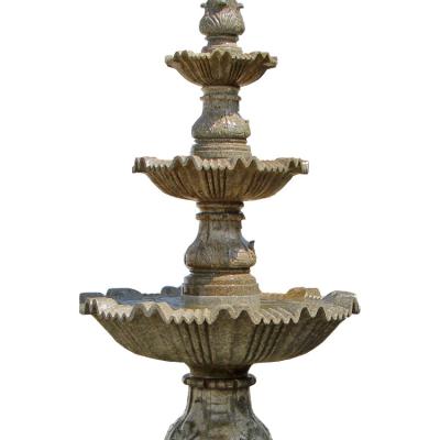 China Beautiful Modern Cheap Outdoor Fountain With 3 Story Big Natural Stone Marble Carving for sale