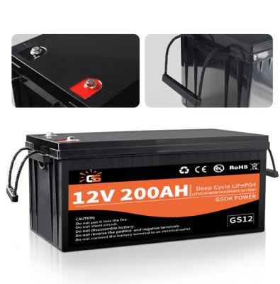 China Factory 4s 12v200ah Lifepo4 Lithium Iron Solar Battery Pack Smart Monitor For Boat Trolling Motor RV for sale