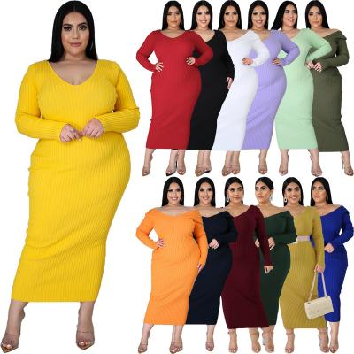 China 2022 Anti-wrinkle African women sweater dresses plus size white women bodycon ladies spring long dress plus size boutique clothing for fat women for sale