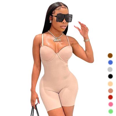 China Antibacterial Spandex Women Bodycon Party Blue Blouse Overalls Antibacterial One Piece Knitted Ribbed Nude Overalls For Women Party Club for sale