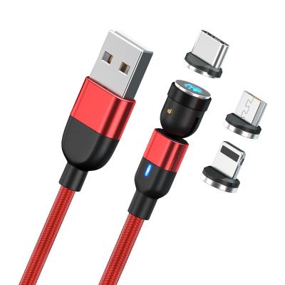 China Universal Computer+Smart Phone To 3 In 1 USB Cable Magnetic Charging Cable 540 Spin Magnetic USB Cable for sale