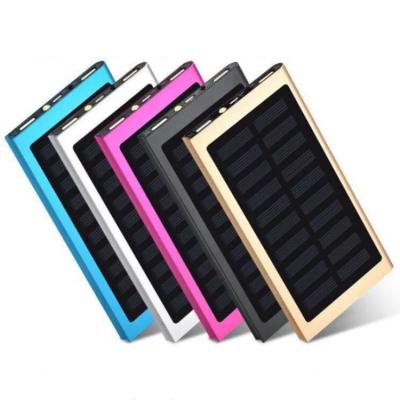 China Dual USB Power Bank 20000mAh Battery Charger Waterproof External Portable Solar Panel Fast Charging Support Solar Power Bank With LED Light for sale