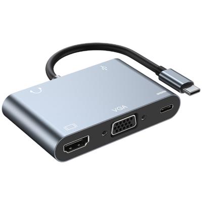 China USB3.1 Type-C to USB3.0 HUB + USB-C PD Charging + HTV 4K 30Hz + VGA 2021 Customizable LOGO Best Selling Universal Laptop Docking Stations for sale