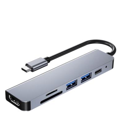 China Factory supply OD 4.5mm 6 in 1 usb-c hub aluminum-magnesium alloy android usb hub for sale