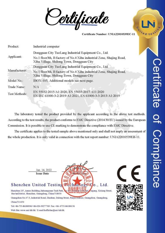 CE - Dongguan Tuolang Industrial Control Equipment Co., Ltd.